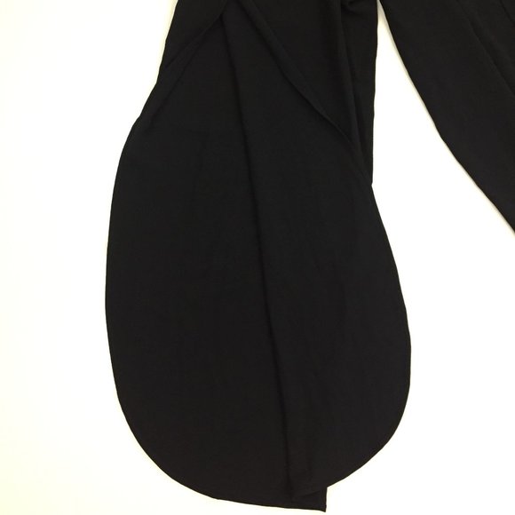 NWT ZARA Black Cut Out Wide Rounded Leg Hem Pull On Soft Pants - Picture 8 of 12